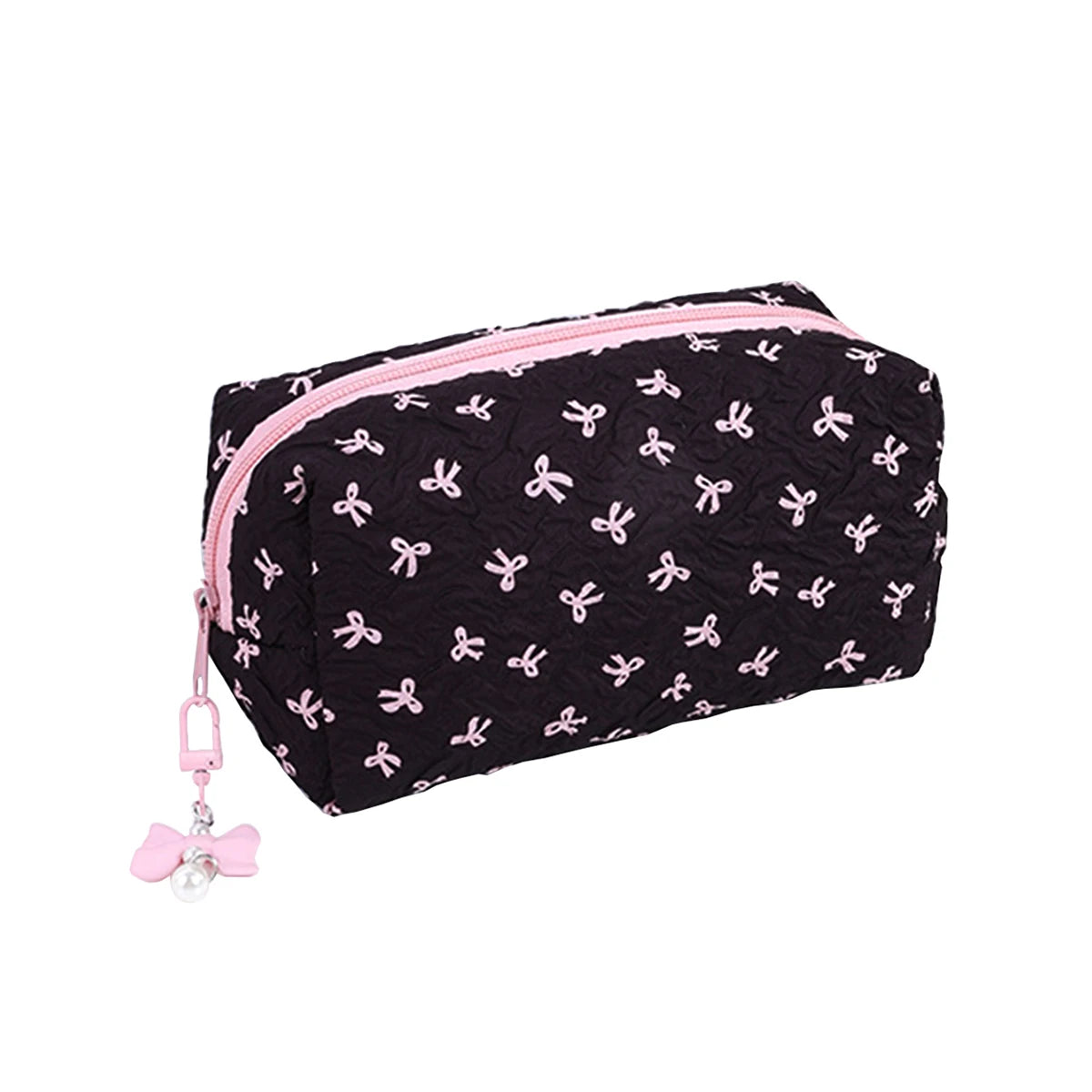 1pc Bow Tie Pattern Pencil Case, Creative Butterfly Tie Zipper Pearl Pendant, Fashion School Supplies - Back to School Essential