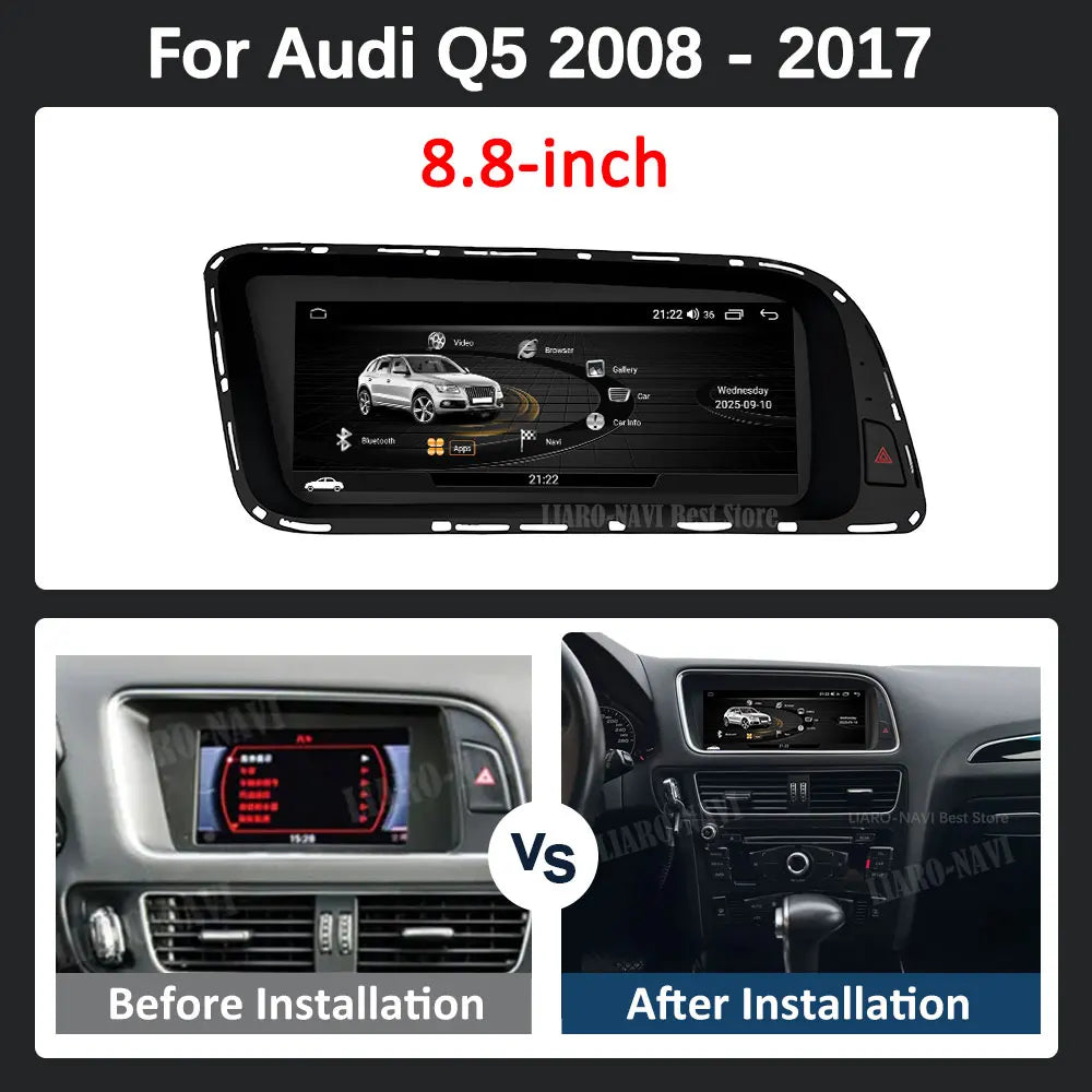 Android 16 for Audi Q5 2026 - 2026 HD Screen Car Radio Video Multimedia Player 8.8 inch BT 4G Carplay DSP Stereo WiFi Auto Tools