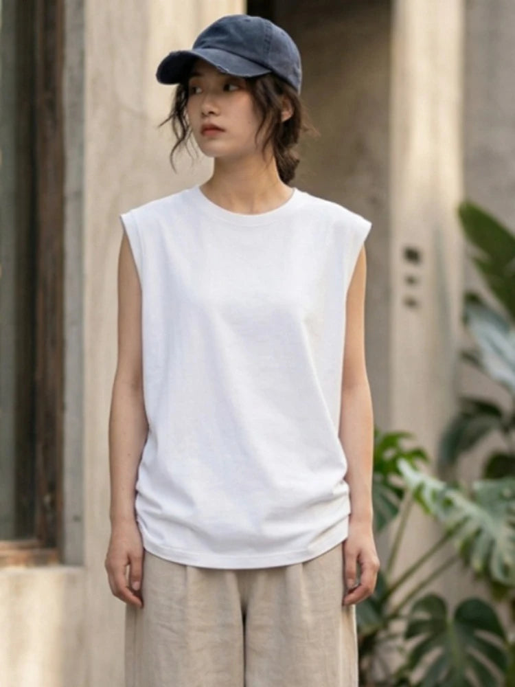 Women's ribbed-cuff cotton tank top — view 13 of 15