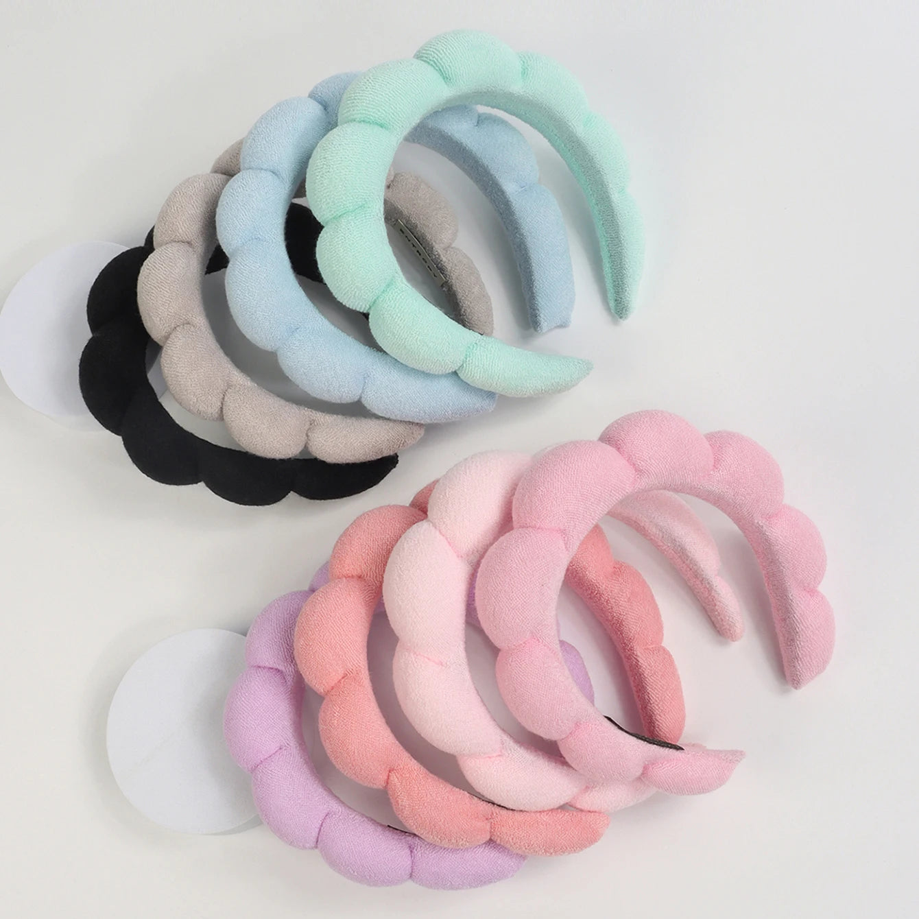 Spa Bubble Headband for Washing Face – Microfiber Puffy Scrunchie Wristband for Skincare & Makeup Routine