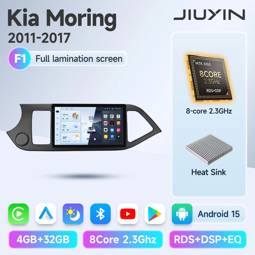 JIUYIN Android 15 Carplay Car Radio Multimidia Video Player For KIA PICANTO Morning 2011-2017 Navigation GPS IPS Head Unit