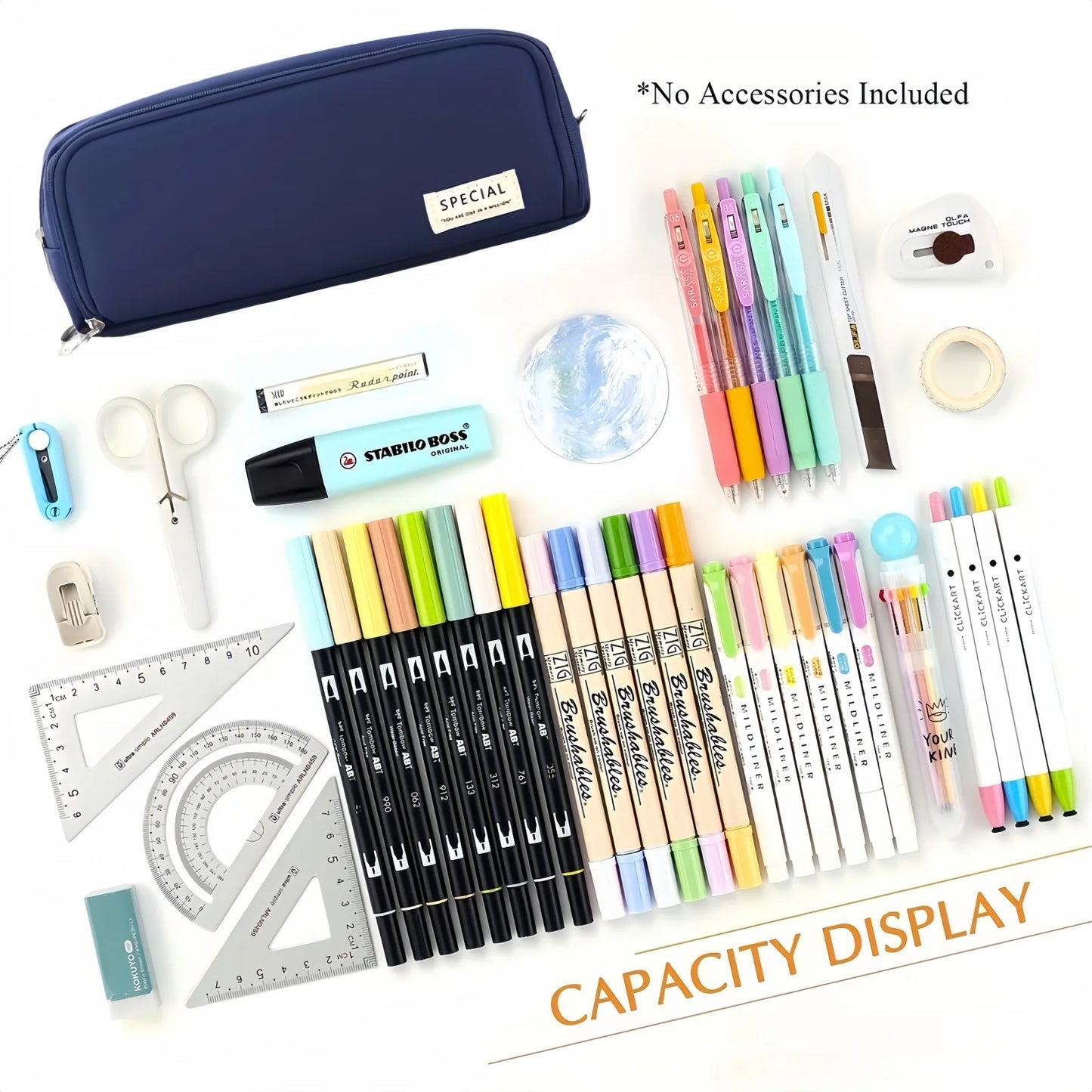 Large-Capacity Three-Layer Oxford Cloth Pencil Case with Versatile Functions, Suitable for Both Student and Office Scenarios.