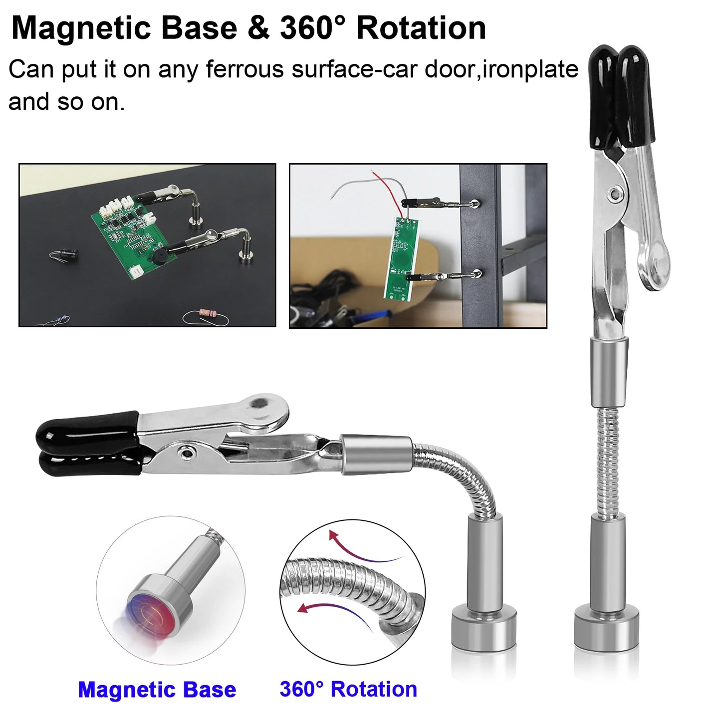 Toolour Magnetic Helping Hands Soldering Tool Press Adjust Distance PCB Clip Solder Wire Holder for Soldering/Electronics Repair