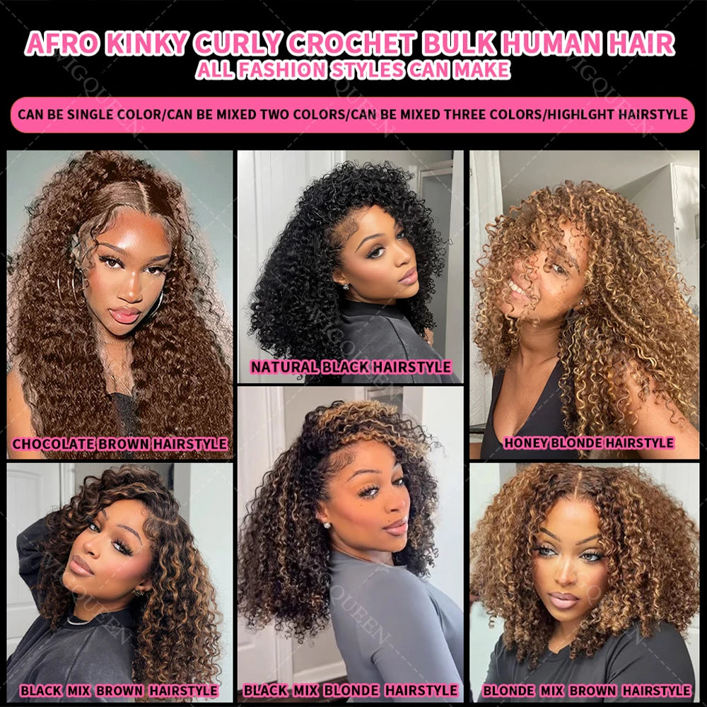 12A Honey Blonde Reusable Small Spirals Curly Crochet Hair For Braid #27 Afro Coily Curly Feather Crochet Human Hair Extensions