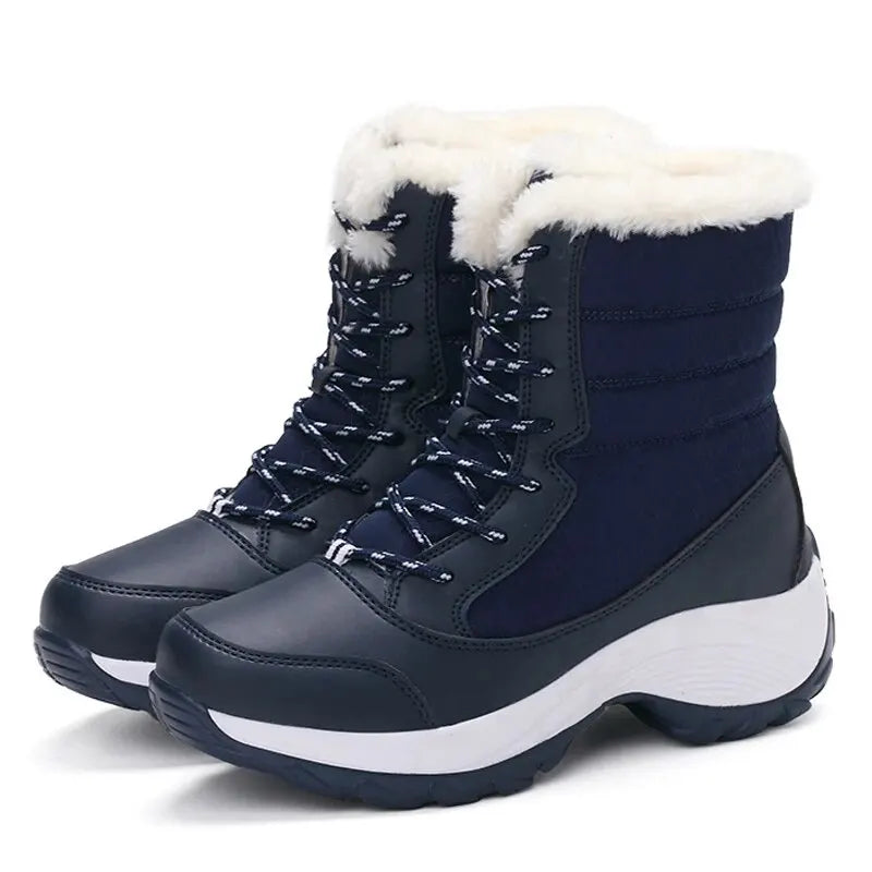 Women's Heeled Platform Ankle Boots - Plush Lined Winter Boots - photo 9