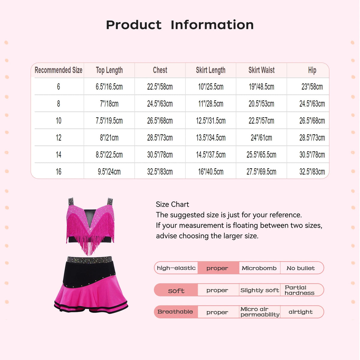 Girls fringe top and skirt Latin dance set
