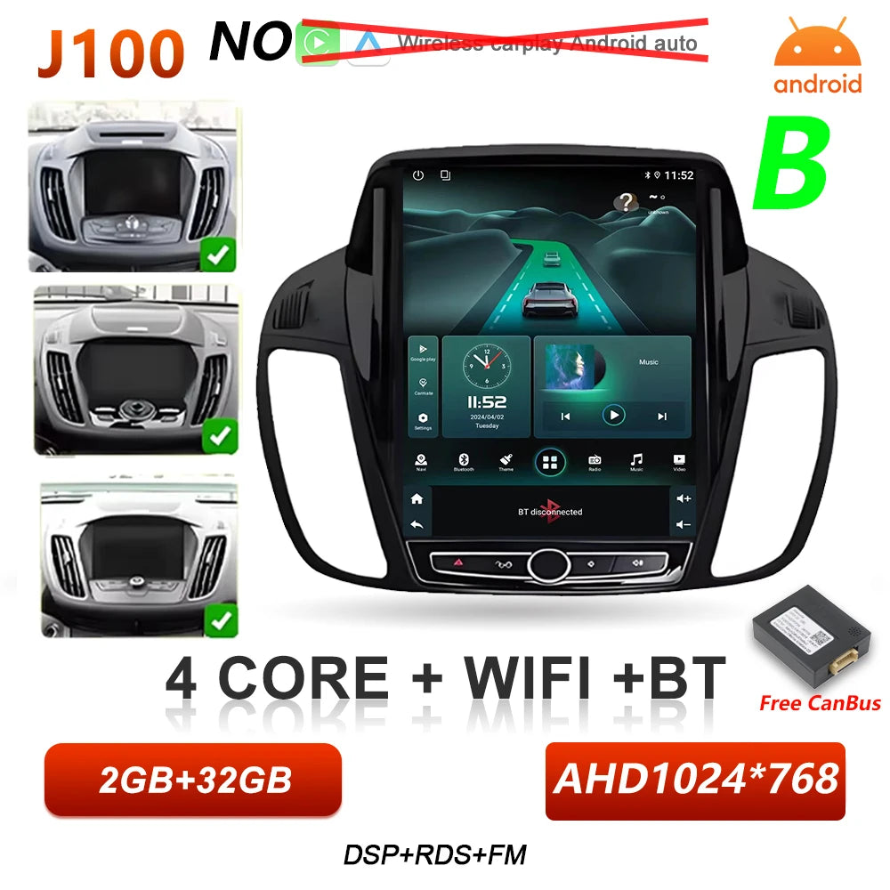Car Stereo with Apple CarPlay & Android Auto, Compatible with Ford C-MAX, Kuga 2 & Escape 3