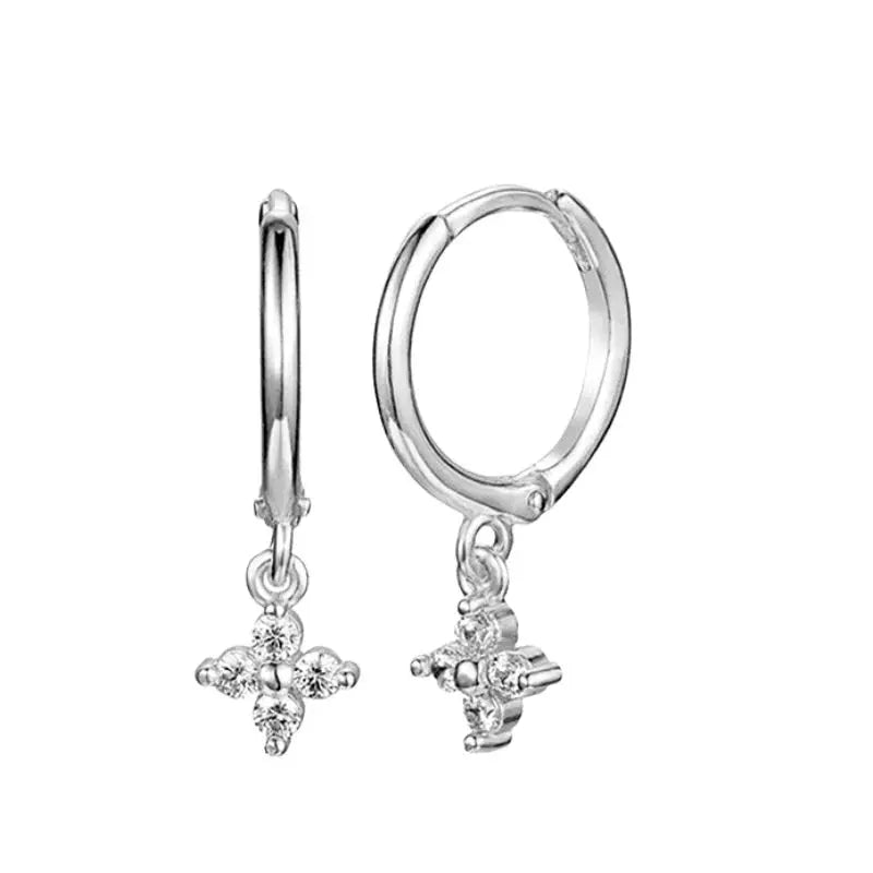925 Sterling Silver Tassel Hoop Earrings for Women - White Zircon