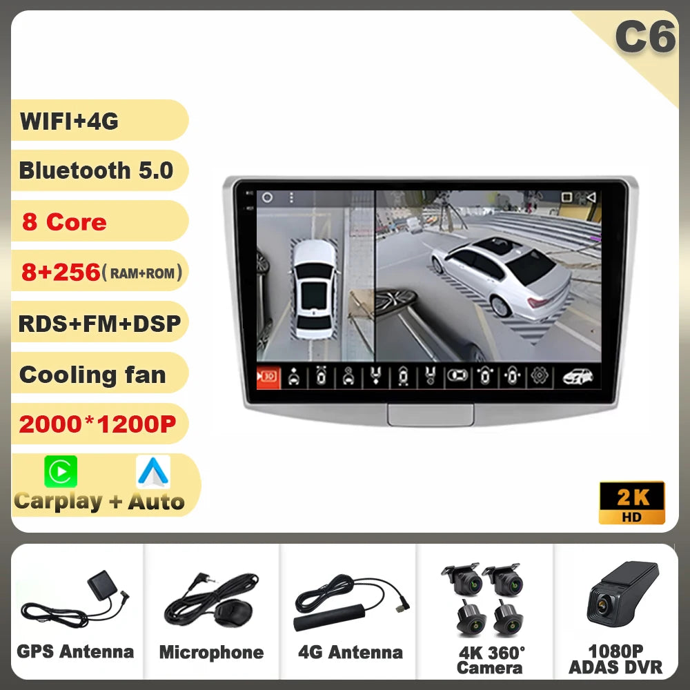 9" Android Car Stereo for VW Passat B7 B6 CC (2010–2015) — Wireless CarPlay, Android Auto, GPS, 5G WiFi