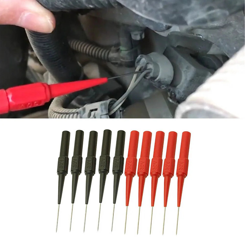 10pcs Insulation Piercing Needle Sensitive Non-destructive Multimeter Test Probes Accurate Acupuncture Car Tool for Banana Plug