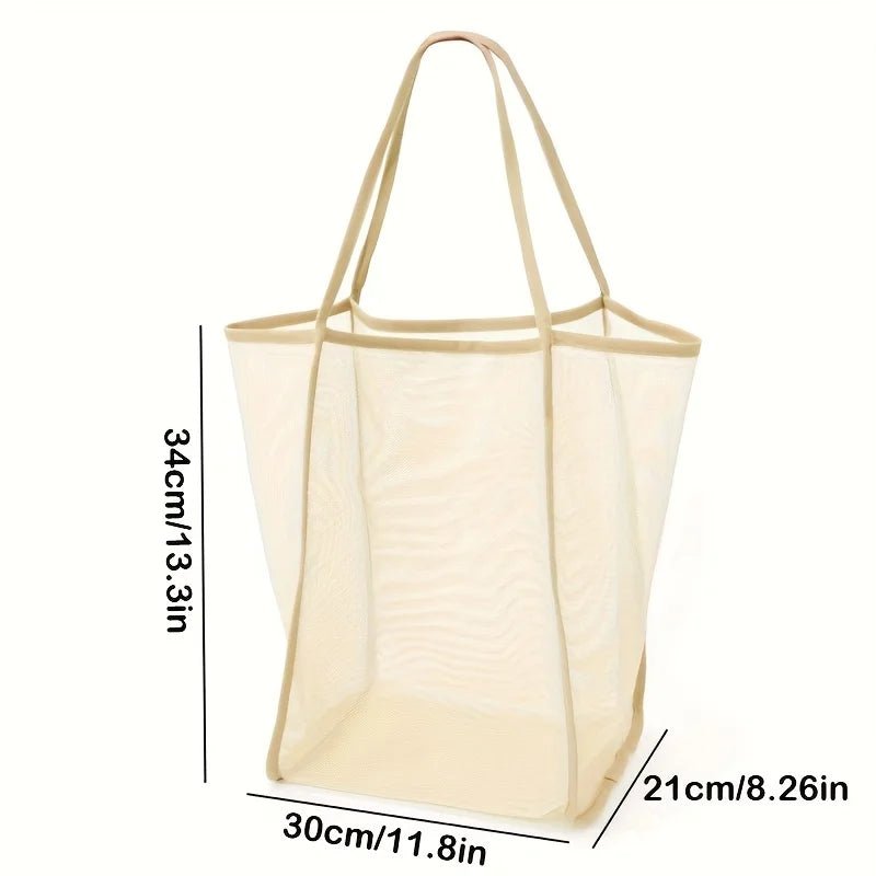 New transparent mesh shoulder bag, stylish and lightweight, with ample capacity, versatile for shopping, beach bag.