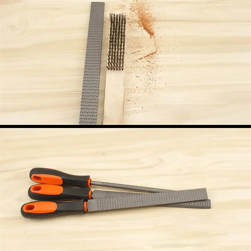 8" Wood Rasp Files Coarse-Teeth Woodworking Filing Round Flat Half-Round File