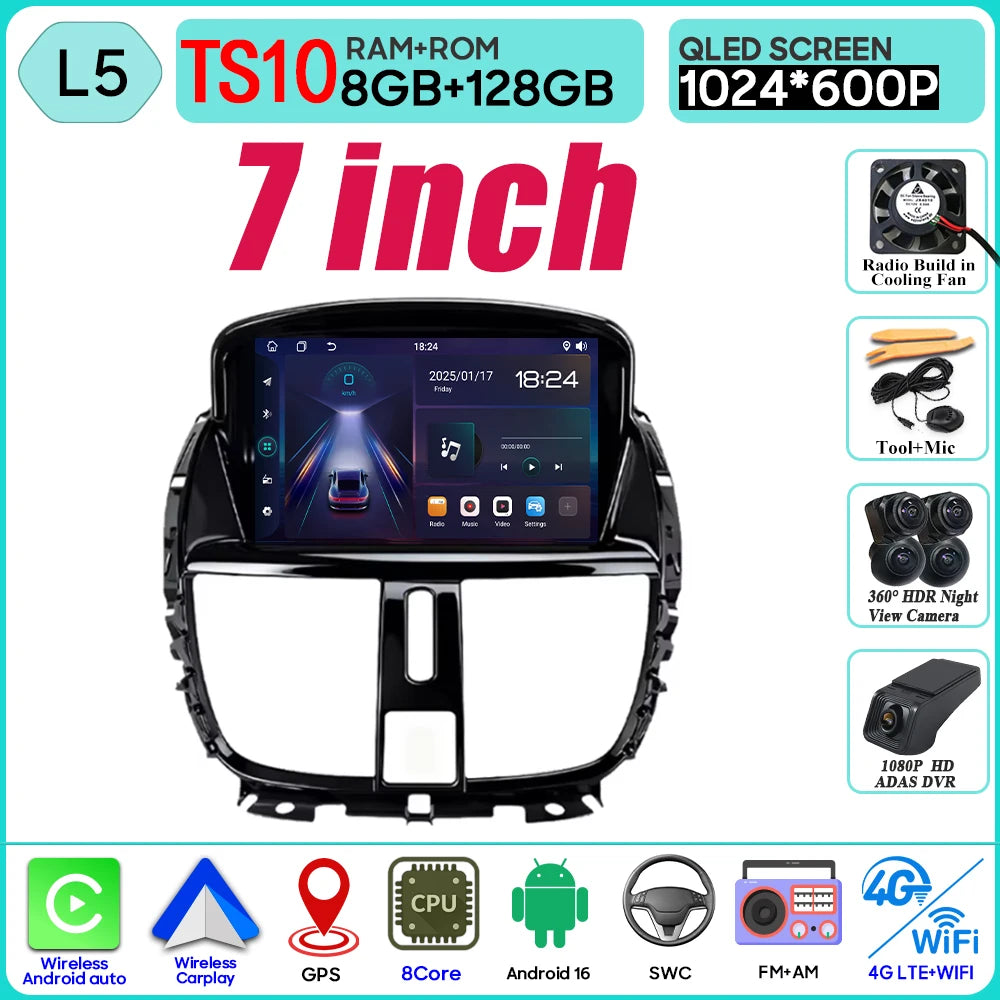 Car Radio Android 16 For Peugeot 207 207CC 2006 - 2015 Carplay Video GPS Navigation Multimedia Player DVD No 2din 4G Wifi BT RDS