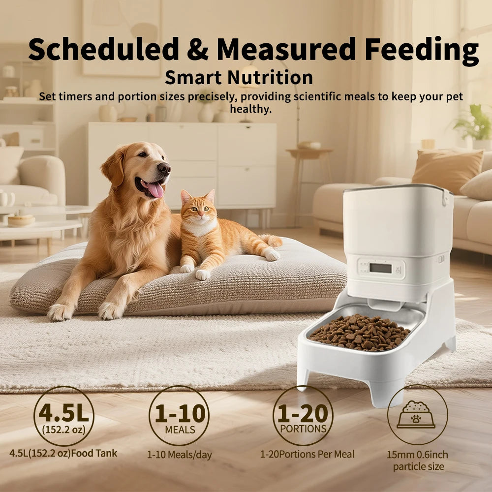 FURPIPI Smart Pet Feeder with 1080P Elevated Camera – Tuya App Control | 4.5L Auto Cat & Dog Food Dispenser