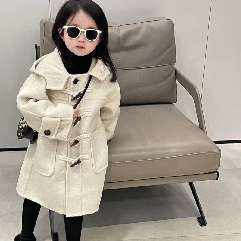 Kids Hooded Winter Coat with Toggle Buttons - Plush Trim Jacket - photo 5