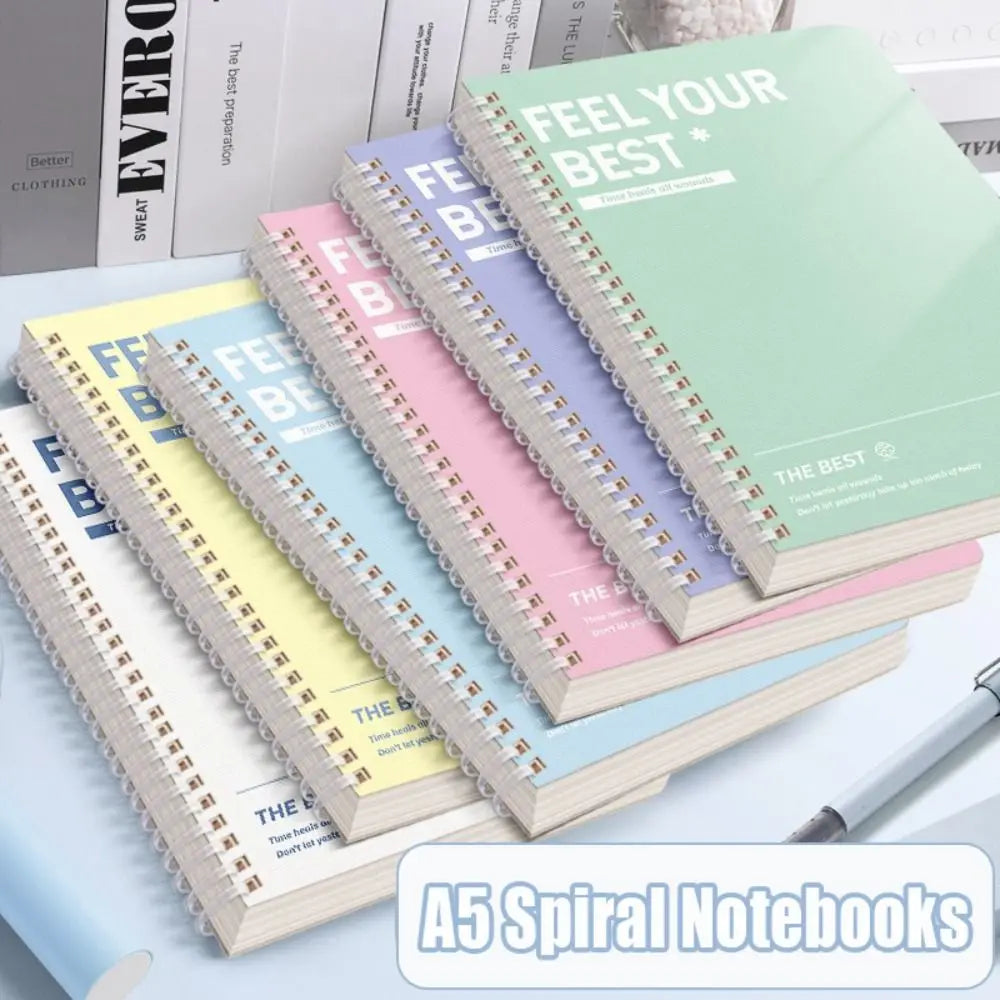 60Sheets/Book High Quality A5 Spiral Notebooks Perforated Pages Color Diary Book Horizontal Line Inner Pages Notepad Gift