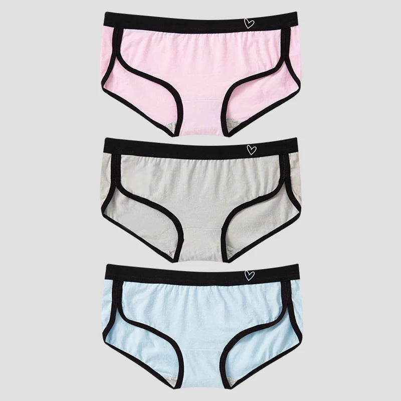 BANNIROU 3-Pack Cotton Briefs – Breathable Low-Rise Panties
