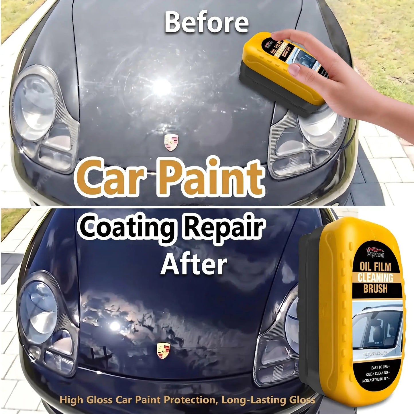 Crystal Clear Vision: Windshield Brush & Oil Film Remover for Front & Interior Windows