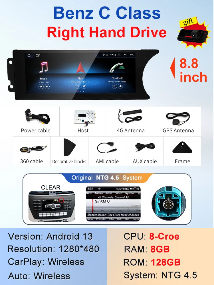 STWEI Factory Price 8.8inch Android AUTO Car Multimedia Player For Mercedes Benz C Class 11-15 W204 S204 Intelligent System