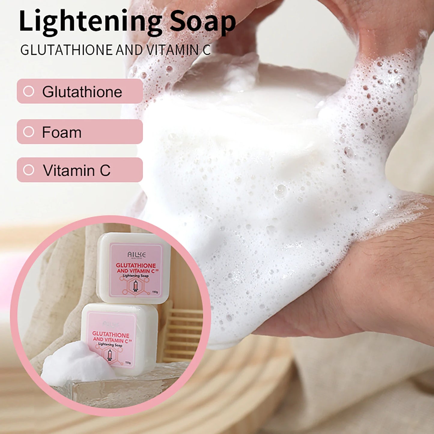 AILKE Glutathione & Vitamin C Brightening Skincare Kit – Whitening Body Lotion, Cream, Serum, Soap & Spa Oil Set