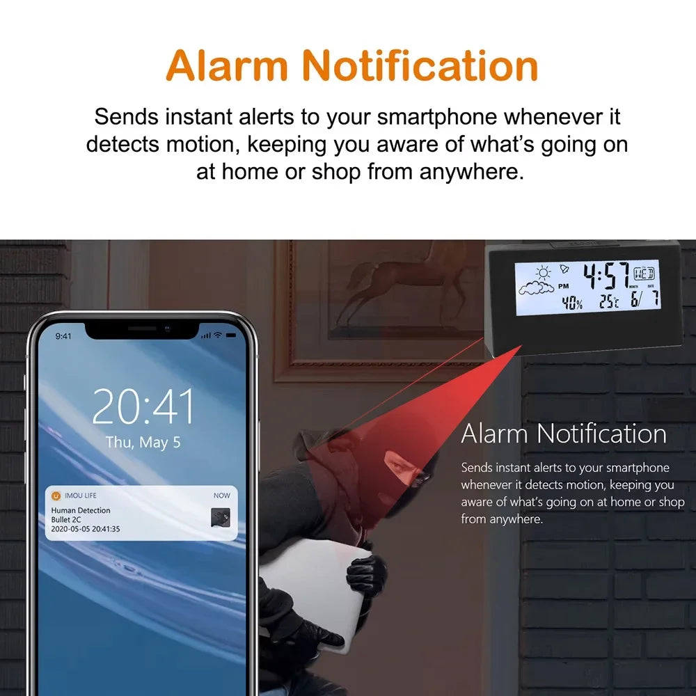 4K Clock Camera — WiFi Home Monitor with Motion Detection