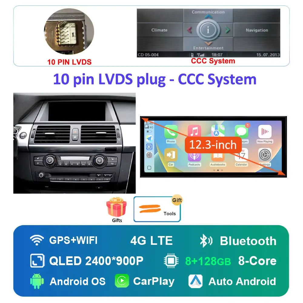 Navigation GPS Android 16 for BMW X5 X6 E70 E71 2008 - 2013 ClC/CCC System Car Radio Multimedia Player BT 4G DSP Stereo WiFi 4Ｇ