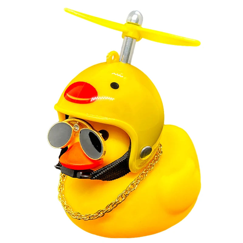Motorcycle Accessories Cute Duck with Propeller Helmet Broken Wind Rubber Duck Toy Car Bicycle Small Yellow Duck Decor Ornaments
