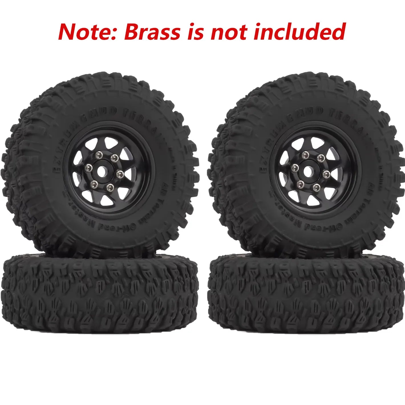 RCXAZ 1.0" Beadlock Wheel Rims 52*19mm Tires Set for 1/18 1/24 RC Crawler Car Axial SCX24 FMS FCX24 TRX4M (W1004-T1014)