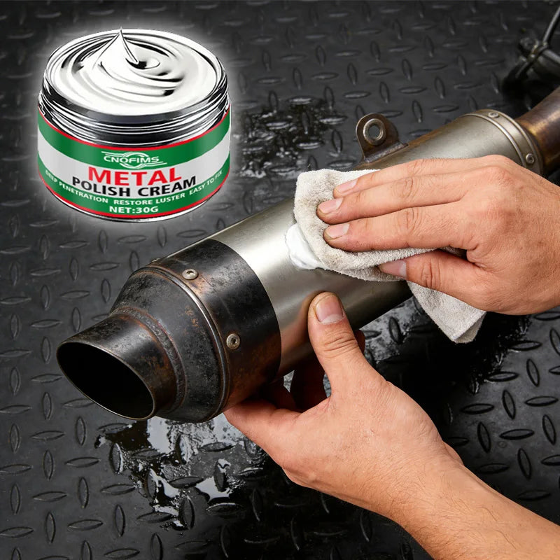 Heavy-Duty Metal Polish & Restoration Cream – Lemon-Scented Shine for Car, Motorcycle, Kitchen & Bath