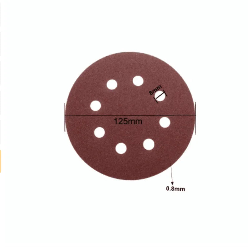 8 Hole 125mm Sandpaper Woodworking Metal Grinding Disc Abrasive Polishing Tool 40/1000/2026 Grit Sanding Discs