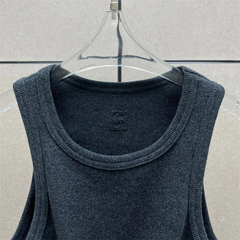 Women t-shirts New twisted flower knotted sleeveless top for summer 2026 Elastic slim pure cotton women's vest corset crop top