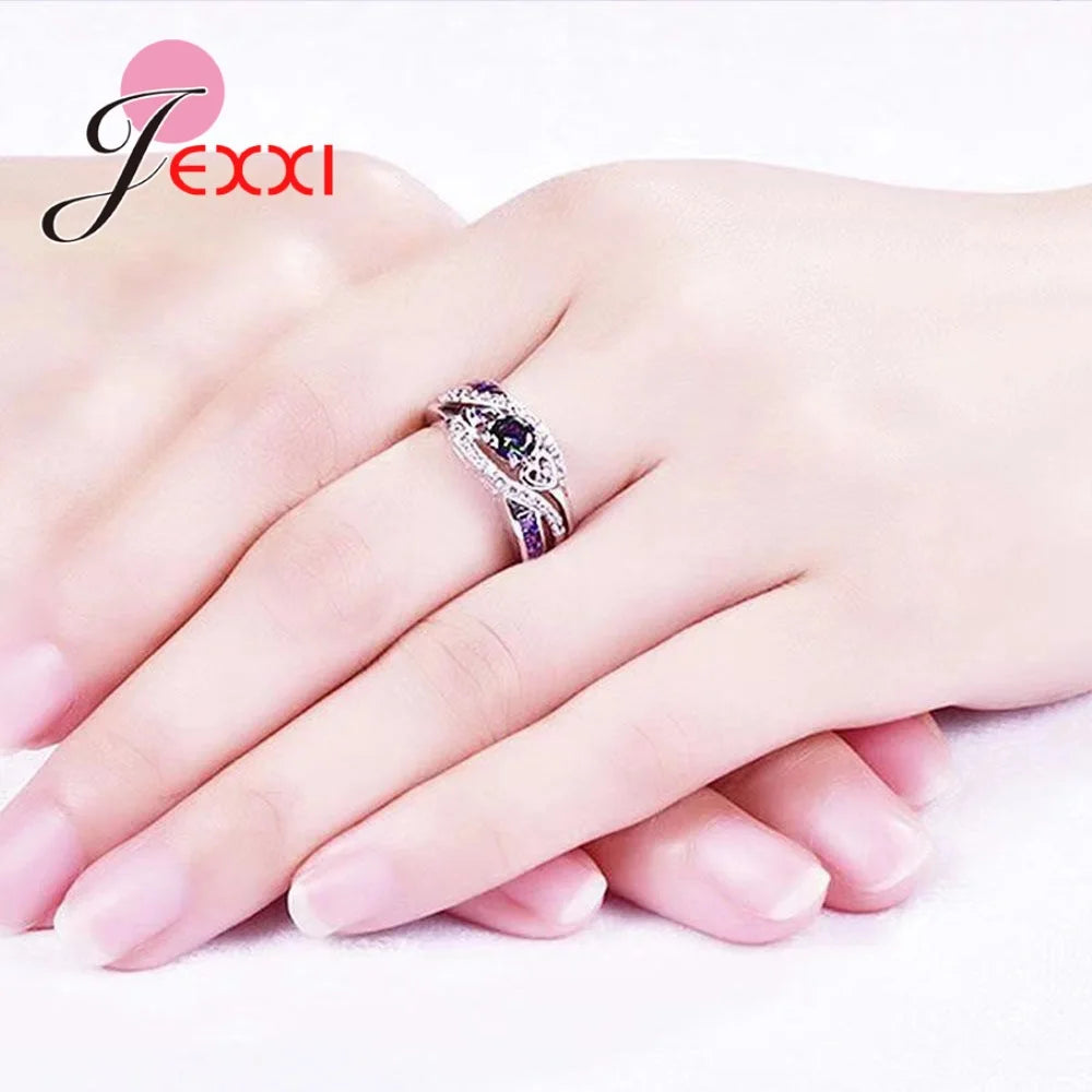 Colorful CZ Sterling Silver Ring – Stackable Party Jewelry