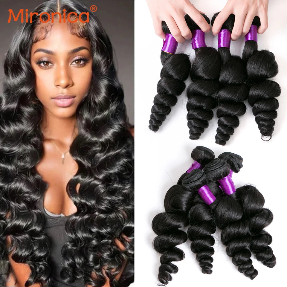 Brazilian Raw 12A Loose Wave Human Hair Bundles 100% Unprocessed Double Weft Weave Hair Extensions #1B 1/2/3/4 Body Wave Bundles