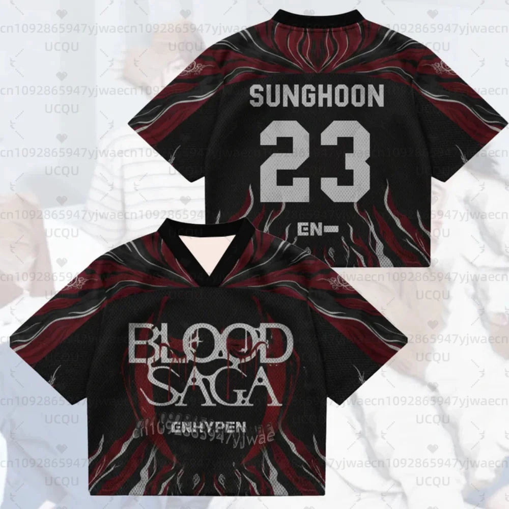 2026 Kpop Fans Support Night Wings Blood Saga Enhypen World Tour Jersey Streetwear Plus Size Short Sleeve Tops T-shirt