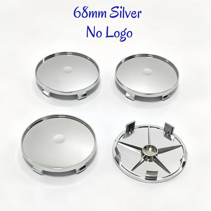 New 4pcs/Set No Logo 48mm 50mm 56mm 60mm 65mm 68mm Rim Blank Base Black Silver Tire Hub Caps External Refit Car Styling Accessor
