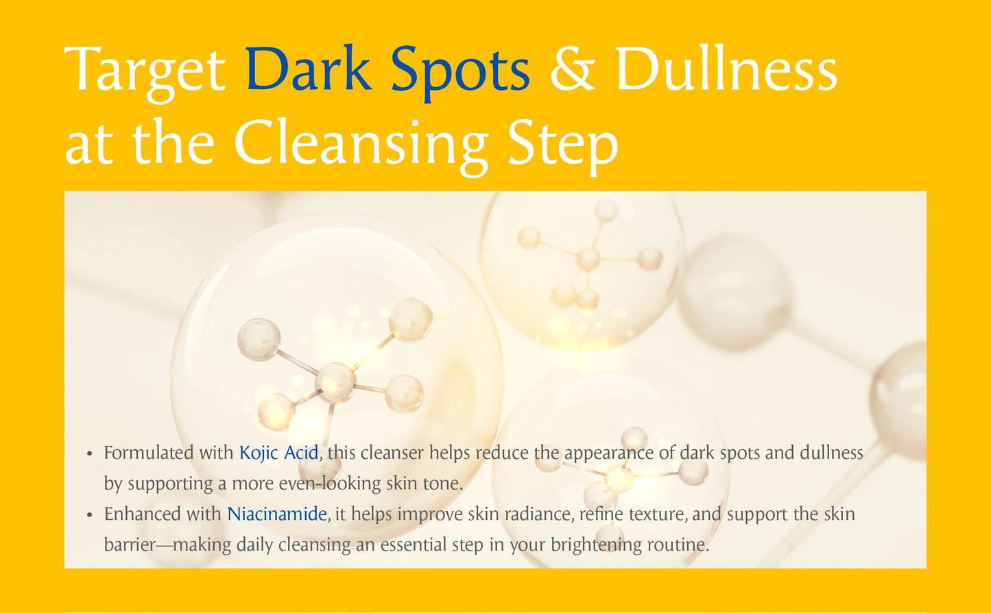 Turmeric Kojic Acid Amino Acids Foam Cleanser – Gentle Cleansing, Face & Body Brightening, for Dark Spots, Uneven Skin Tone