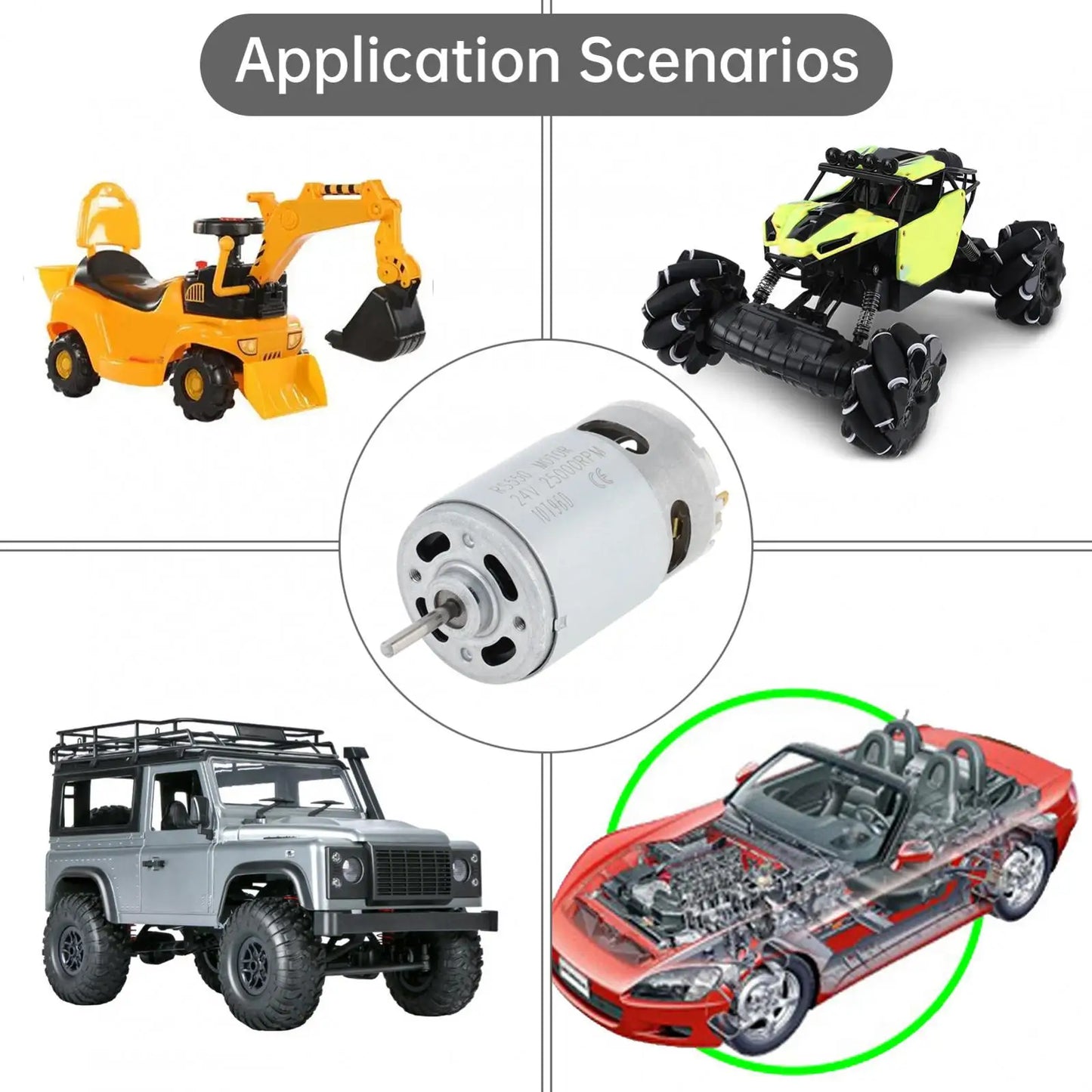 RS550 DC Motor 24V 25000RPM High Speed Motor Electric Drive Motor for Kids Ride On Car Motor Upgrade / 18V / 20V / 24V Motor DIY