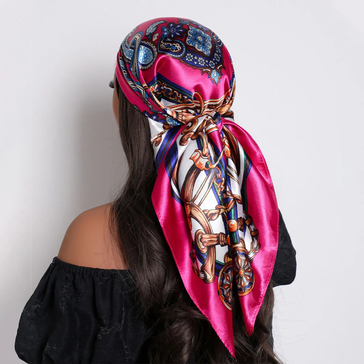 Women's Silky Satin Bandana Scarf - Bright Solid Color Square - photo 4