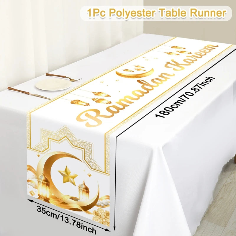 Eid Mubarak Table Runner Ramadan Tablecloths Ramadan Kareem Decoration for Home 2026 Islamic Muslim Party Eid Al Adha Gifts
