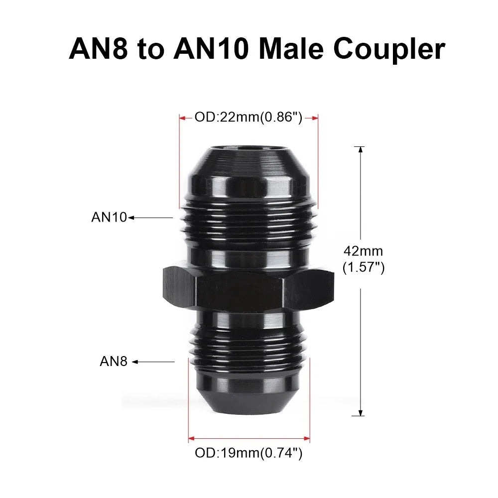 Oil Fuel Hose End Adapter an Straight AN Male To AN Male Coupler AN4 AN6 AN8 AN10 Fittings Aluminum Male Flare AN8 Fitting