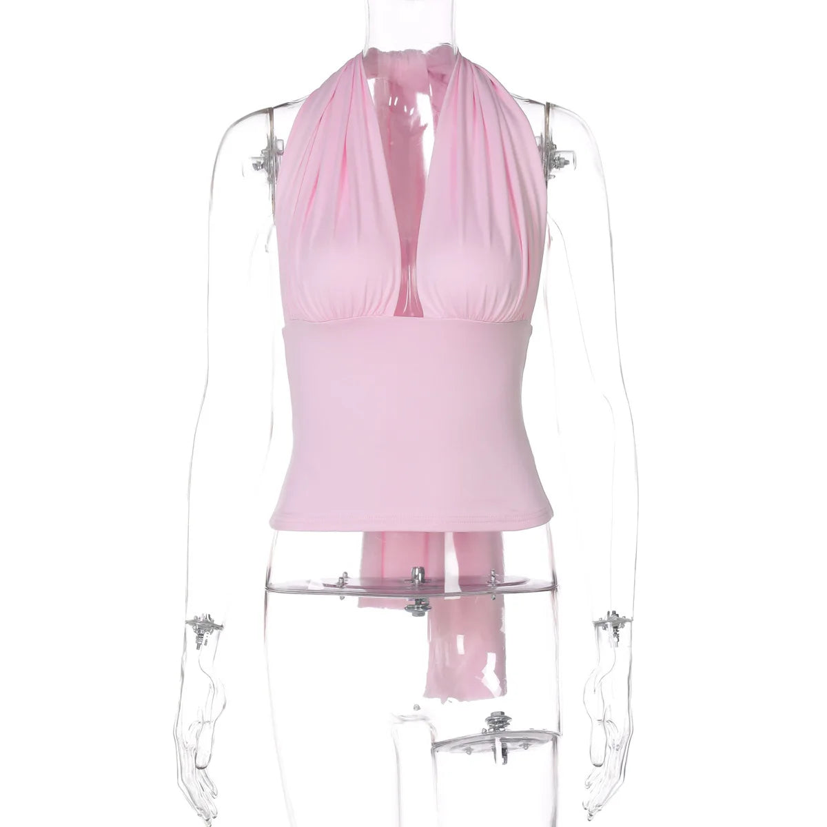 TARUXY Halter Neck Backless Sexy Vest Women's Summer Slim Strappy Fashion Elasticity V-Neck Vest Solid Vacation Party Female Top