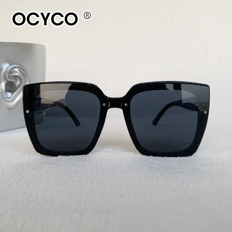 Oversized Rimless Square Sunglasses — Unisex UV400 Shades