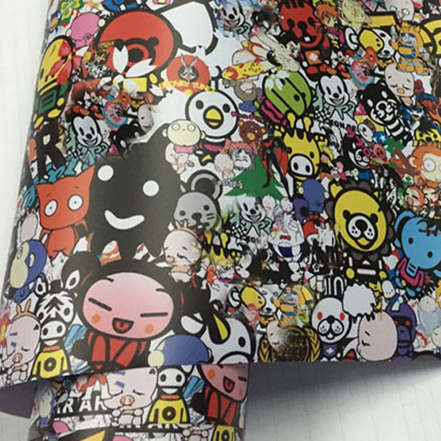 Skull Graffiti Stickerbomb Car Wrap — Vinyl Film, Air-Release