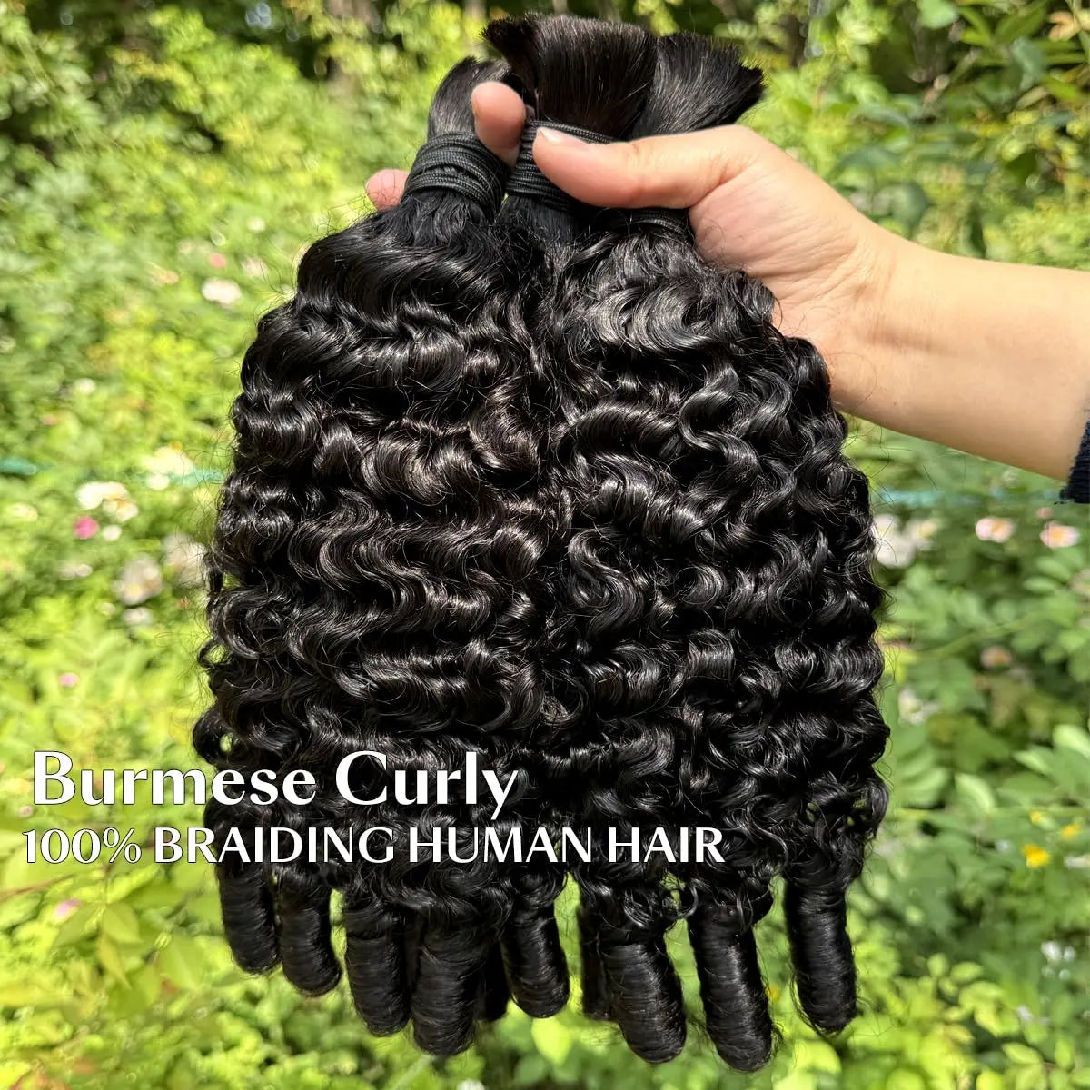 15A Human Braiding Hair for Boho Braids — Burmese Curly Bulk Bundles