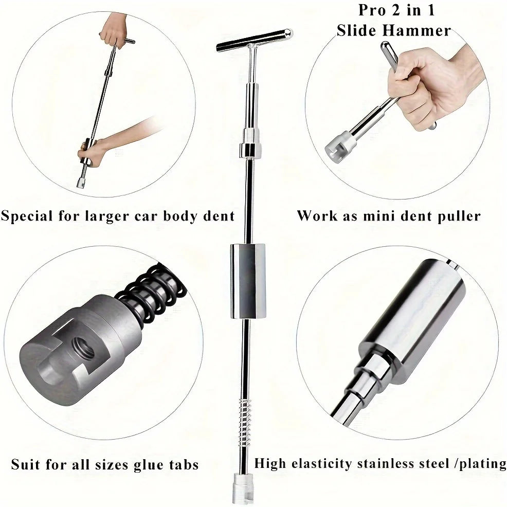 Paintless Dent Removal Tool Kit – Slide Hammer, T-Bar Puller & Suction Cups for Car Body Repair