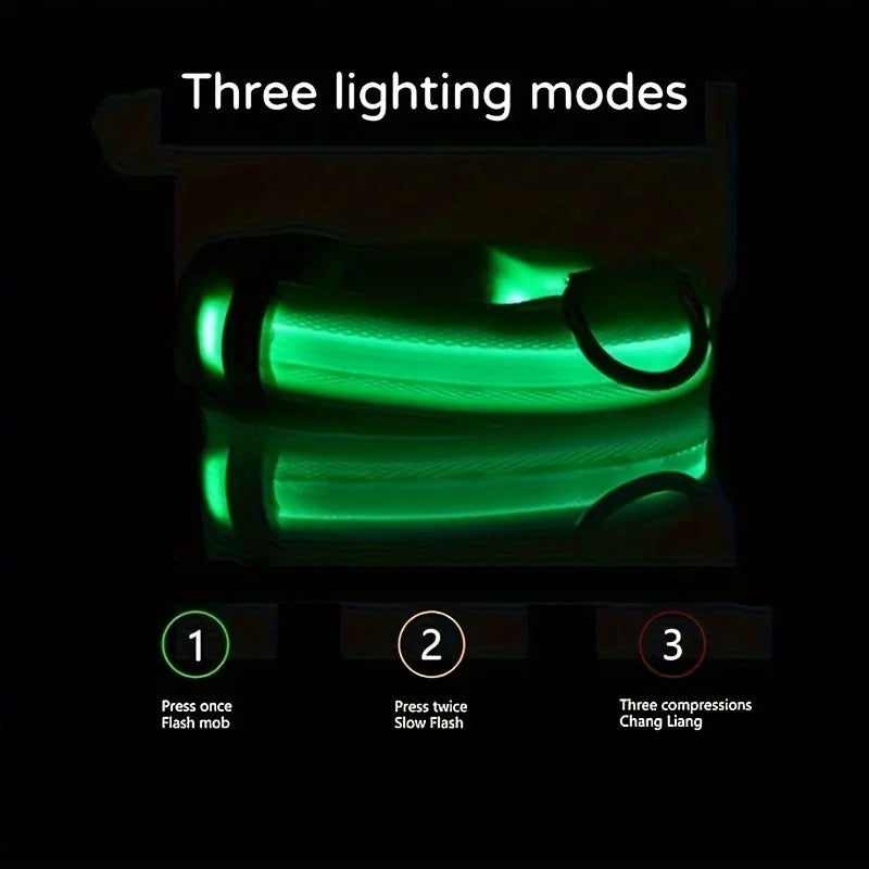 Reflective LED Dog Collar - Geometric Pattern, Battery – photo 6
