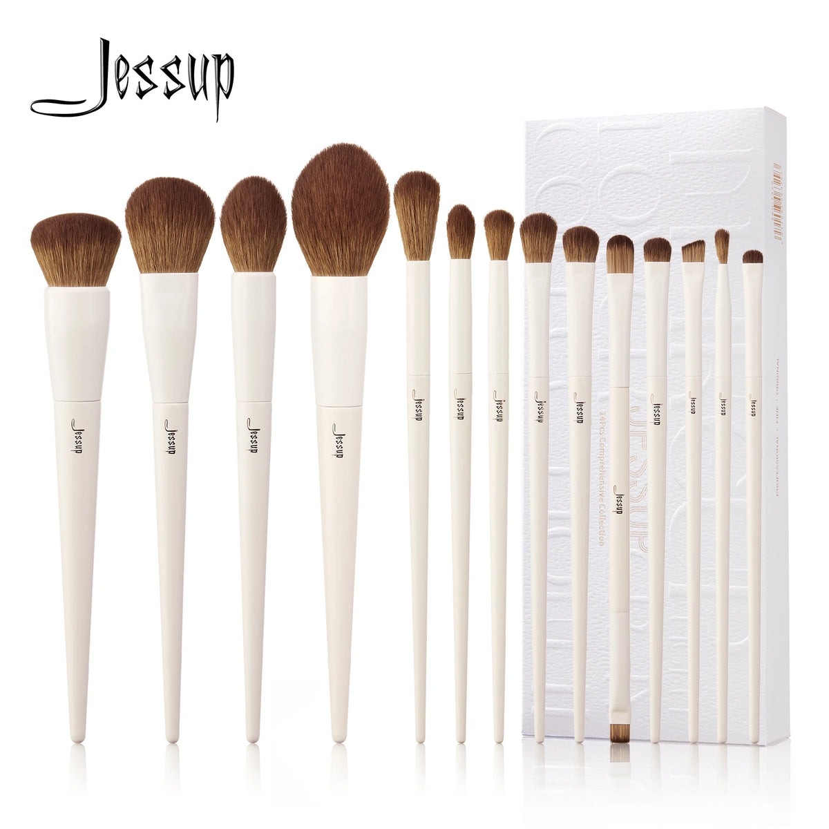 Jessup Makeup Brushes 14pc Makeup Brush Set Synthetic Foundation Brush Powder Contour Eyeshadow Liner Blending Highlight T329