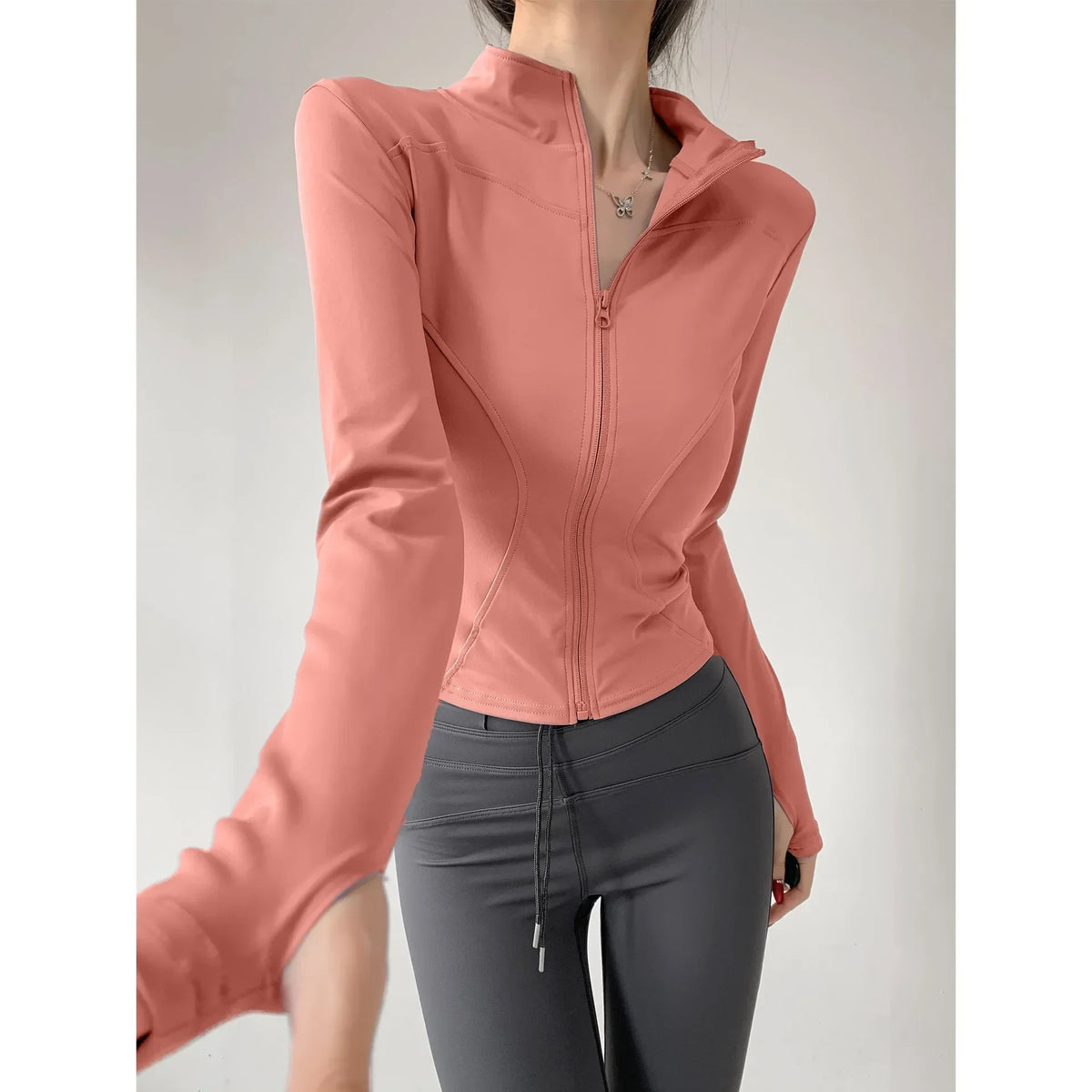 Women's Quick-Dry Yoga Jacket, Slim Zip-Up
