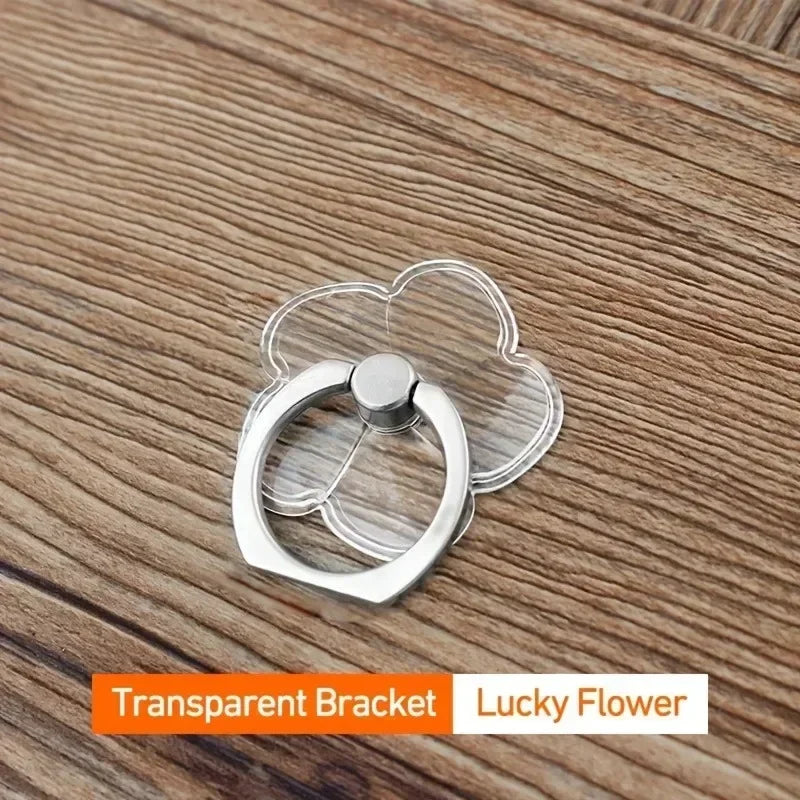 Transparent Cute Cat Phone Ring Holder – Foldable 360° Rotating Stand | Universal Smartphone Accessory