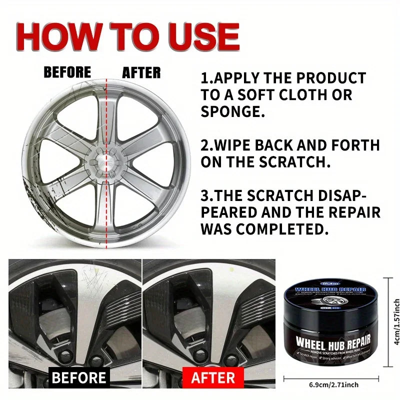 Wheel hub Scratch Repair wax - Automobile tire detail repair and deep conditioning, no residue